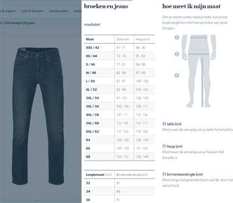 jeans broekmaat berekenen.